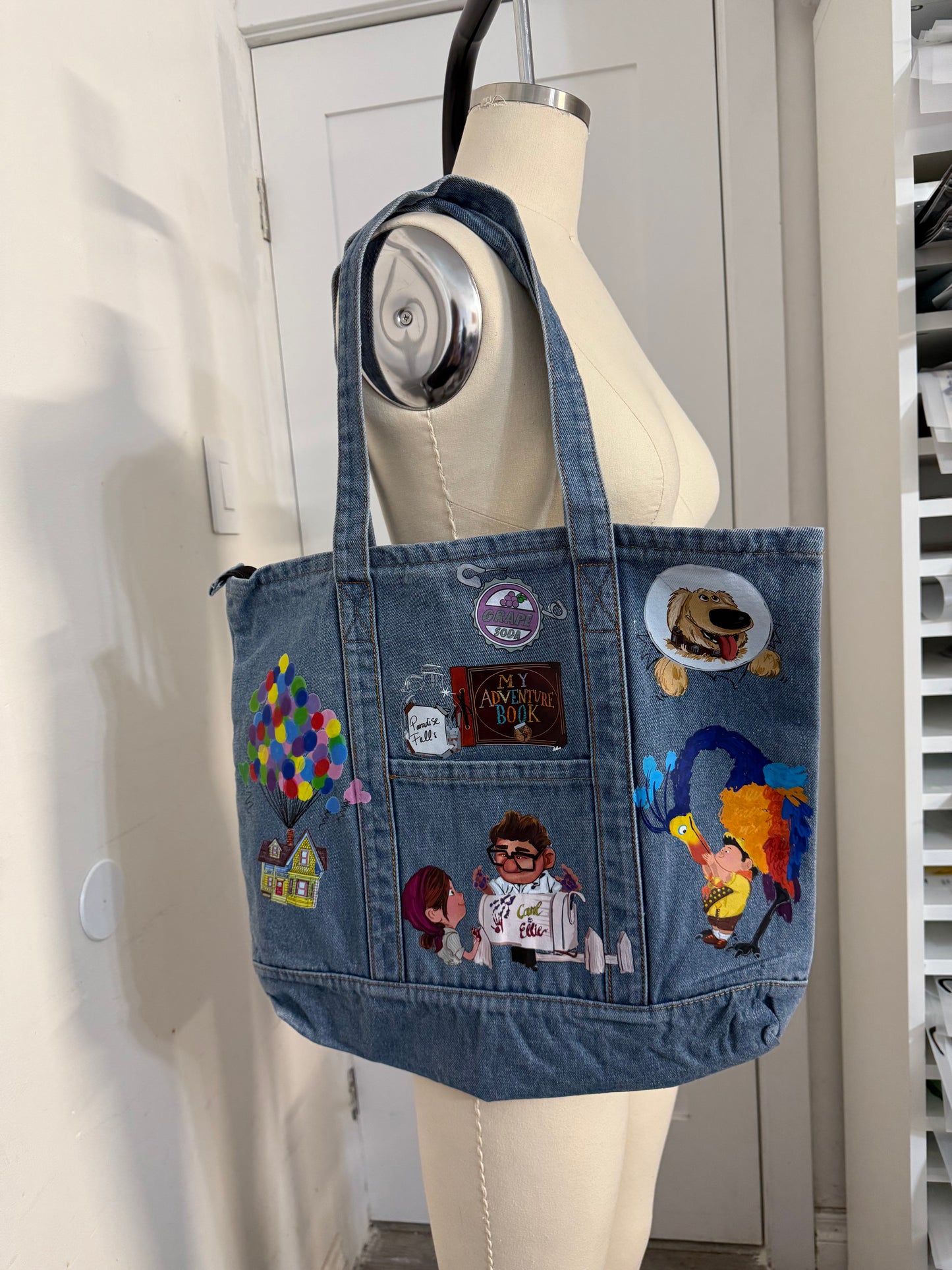 THE ADVENTURE IS OUT THERE DENIM TOTE