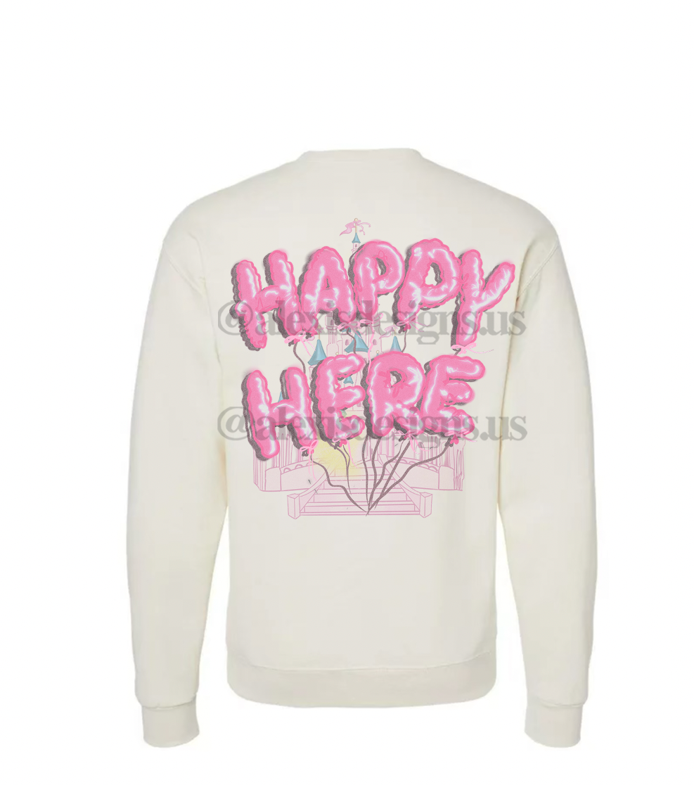 GIRL MOUSE HAPPY HERE CREWNECK