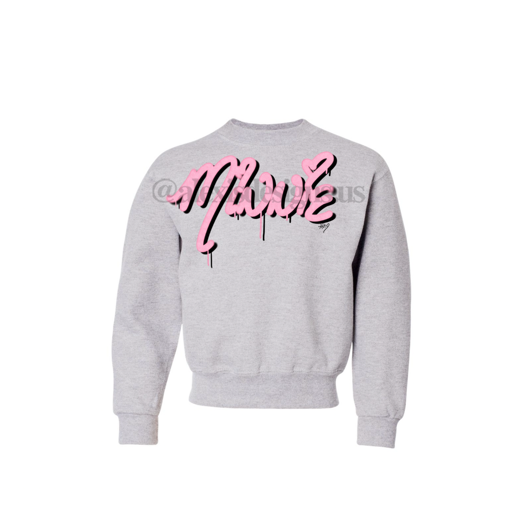 KIDS GIRL MOUSE BALLOON CREWNECK