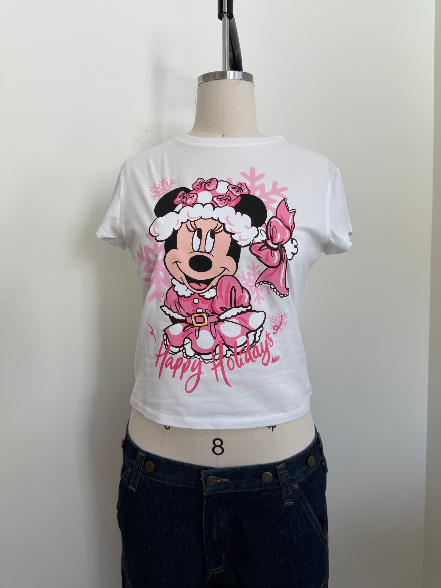 PINK MINNI SNOWFLAKE BABY TEE