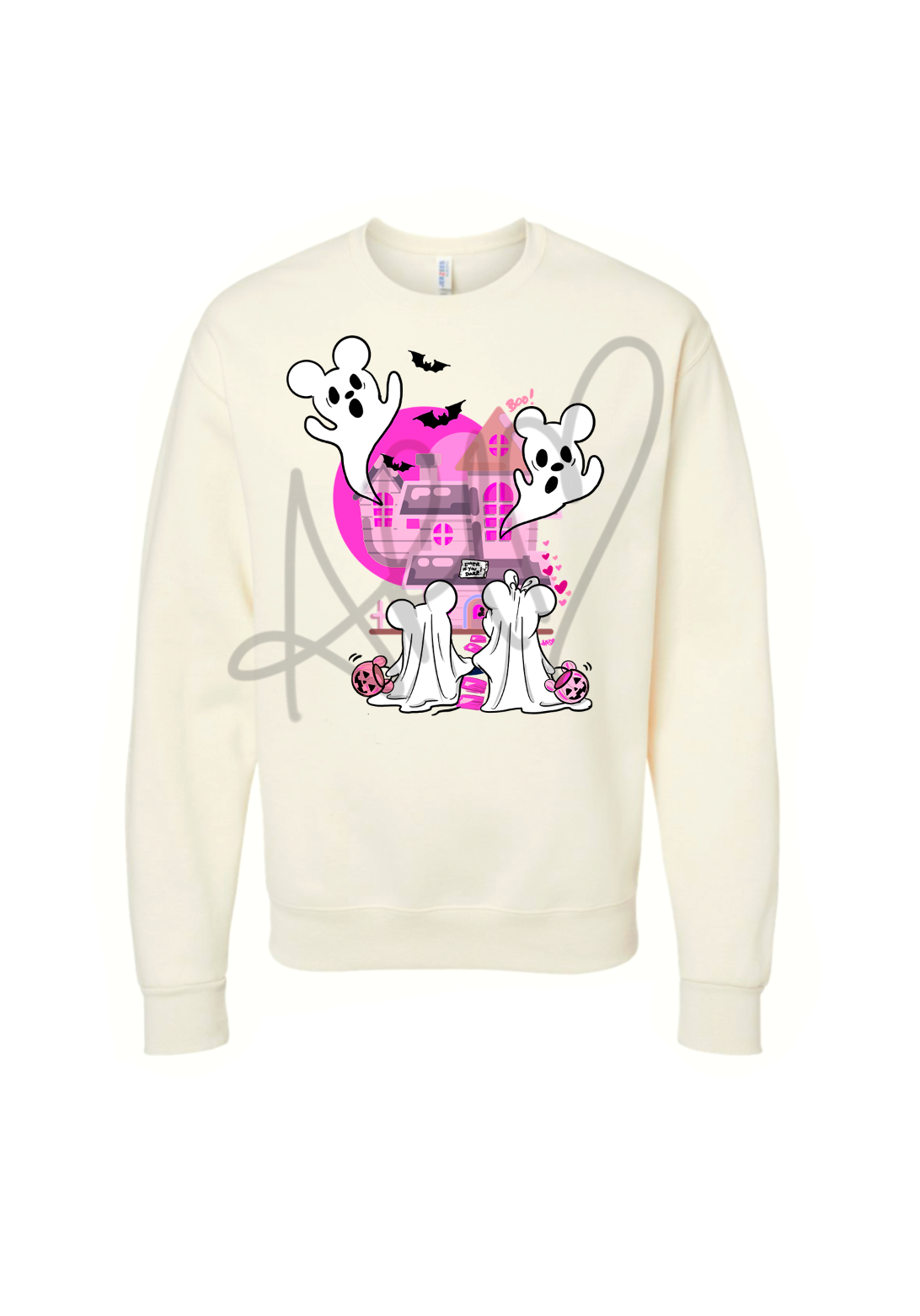 Haunted House pink Crewneck