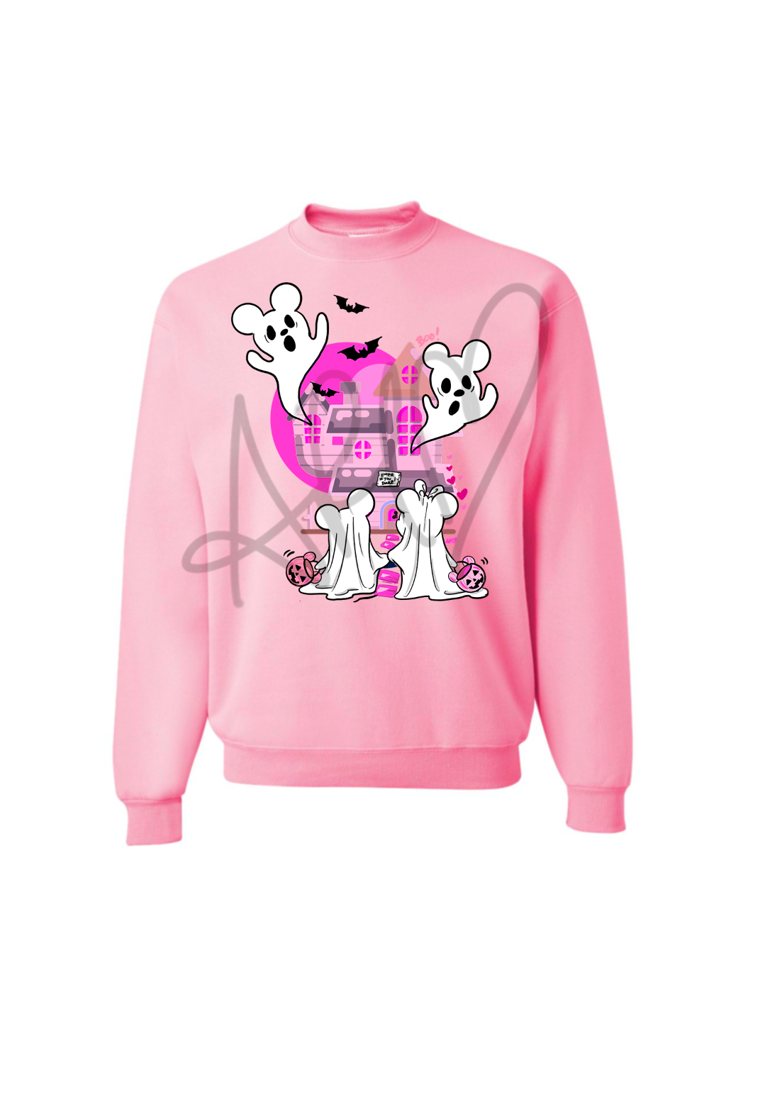 Haunted House pink Crewneck