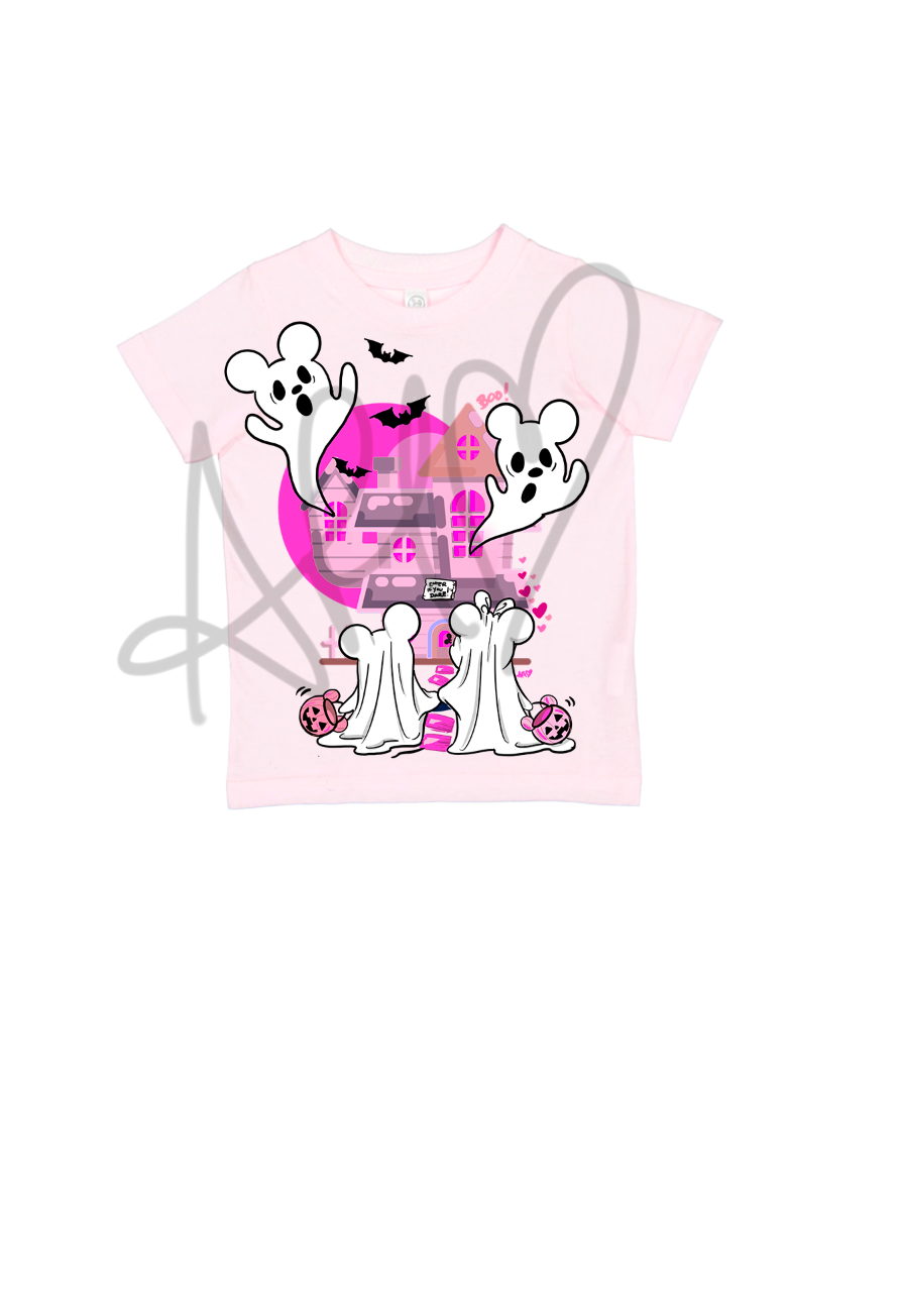 Kids Pink Haunted House Tee
