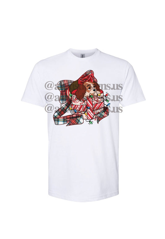 LADY IN A PRESENT T SHIRT