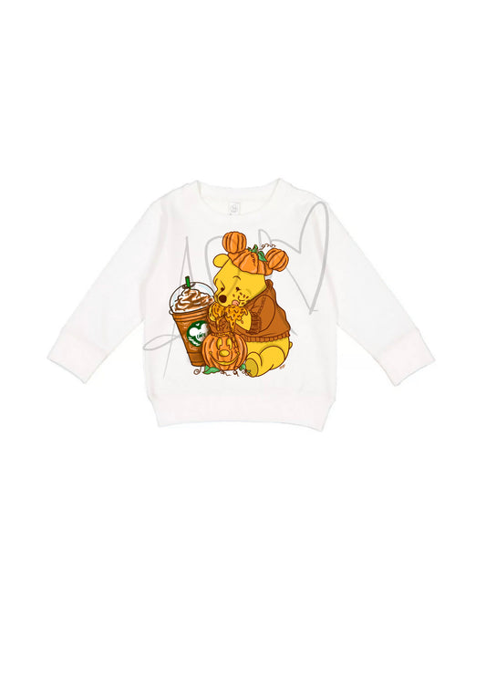 Kids Pumpkin Spice Pooh Bear Crewneck