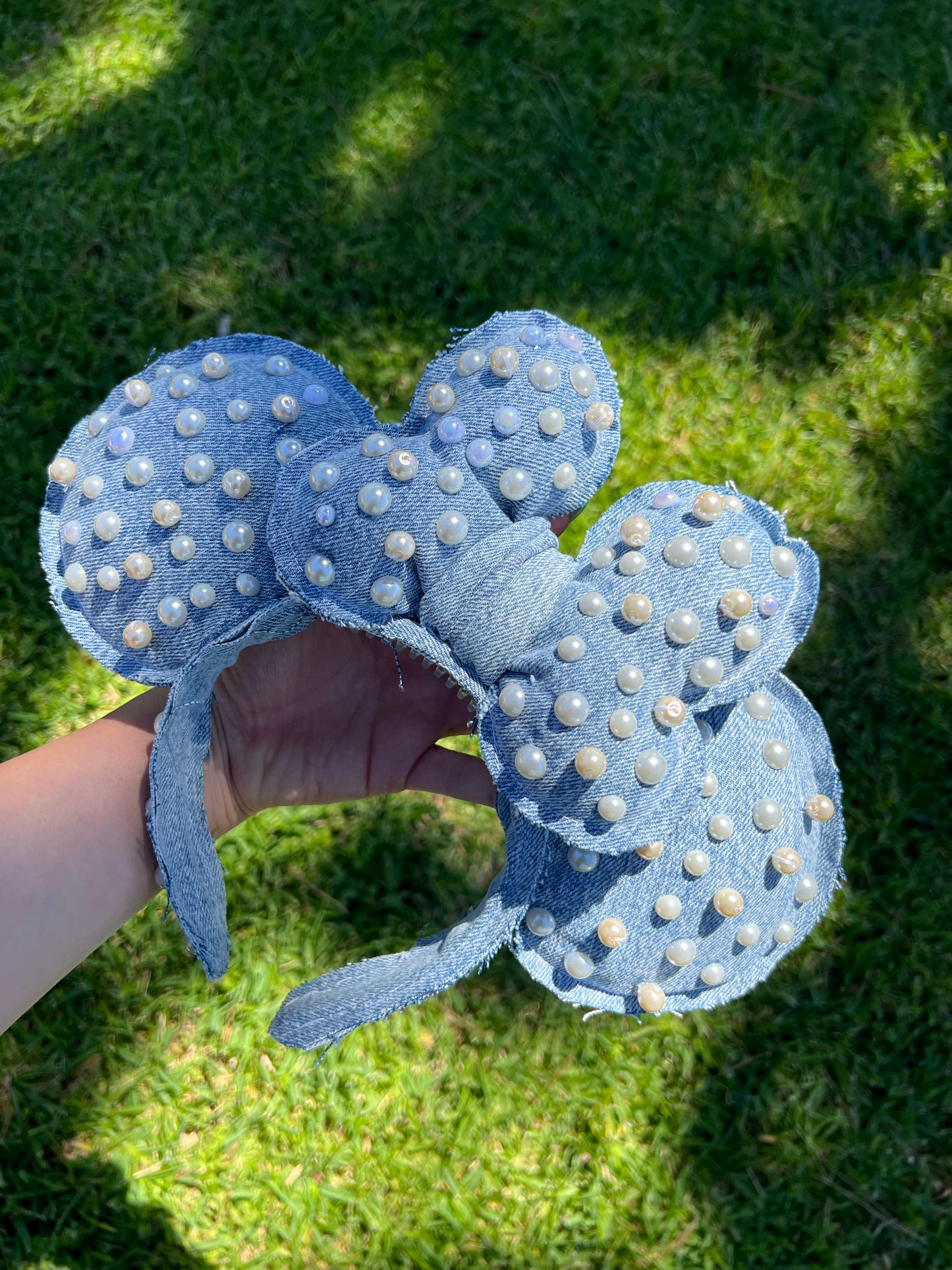Denim Ears with pearls