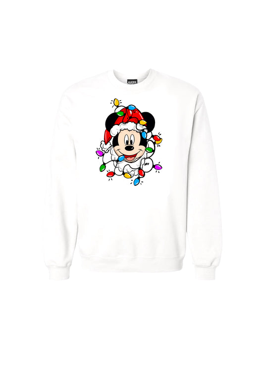 MICKEY CHRISTMAS LIGHTS  INSPIRED CREWNECK