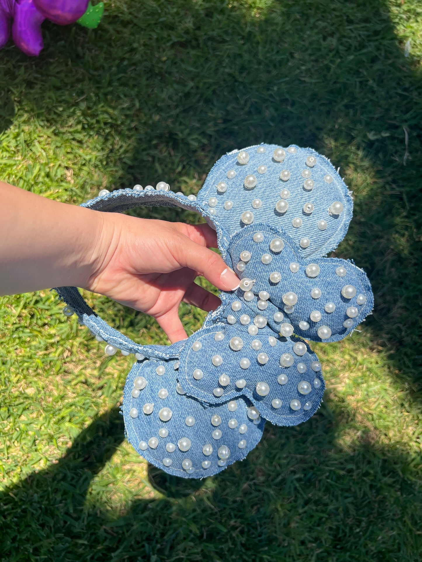 Denim Ears with pearls